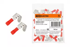 ЭЛМАКС - Разъем плоский изолированный ответвительный РпИо 1,5-7-0,8 красный (100 шт) TDM элмакс, электротехника, кабель, светотехника, elmax.pro