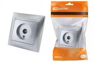ЭЛМАКС - Розетка телевизионная простая (0-2400МГц, "мама") серебр. металлик "Лама" TDM элмакс, электротехника, кабель, светотехника, elmax.pro