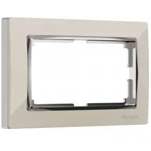 ЭЛМАКС - W0081903/ Рамка для двойной розетки Snabb (слоновая кость/хром) элмакс, электротехника, кабель, светотехника, elmax.pro