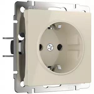 ЭЛМАКС - W1171303/ Розетка с заземлением, безвинтовой зажим (слоновая кость) элмакс, электротехника, кабель, светотехника, elmax.pro