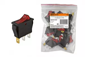 ЭЛМАКС - Клавишный переключатель YL-202-03 черный корпус красная клавиша 2 положения 1з TDM элмакс, электротехника, кабель, светотехника, elmax.pro