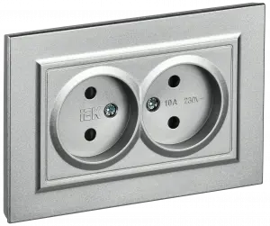 ЭЛМАКС - BRITE Роз. 2-я без з/к с з/ш 10А в сб. РСш12-2-БрА алюм. IEK элмакс, электротехника, кабель, светотехника, elmax.pro