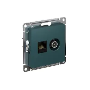 ЭЛМАКС - ATLASDESIGN РОЗЕТКА двойная ТВ + компьютерная RJ45, кат. 5Е, ИЗУМРУД элмакс, электротехника, кабель, светотехника, elmax.pro