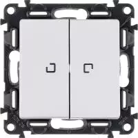 ЭЛМАКС - Valena LIFE.Выключатель двухклавишный 10АХ 250В с подсветкой.С лицевой панелью.Белый элмакс, электротехника, кабель, светотехника, elmax.pro