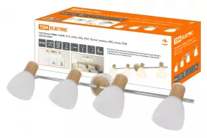 ЭЛМАКС - Светильник Спот, 4х40Вт, Е14, 230 В, 50 Гц, IP20, "Бутон", планка, ЭКО, сосна, TDM элмакс, электротехника, кабель, светотехника, elmax.pro