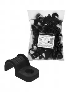 ЭЛМАКС - Крепеж-скоба для трубы 16 мм односторонняя для прямого монтажа (50 шт.) черная TDM элмакс, электротехника, кабель, светотехника, elmax.pro