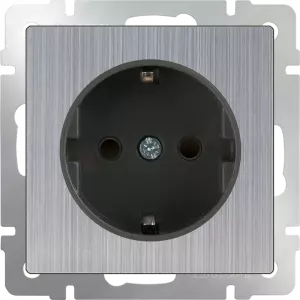 ЭЛМАКС - WL02-SKGS-01-IP44 / Розетка с заземлением и шторками (глянцевый никель) элмакс, электротехника, кабель, светотехника, elmax.pro