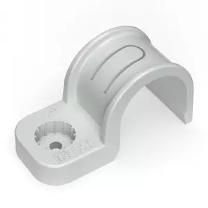 Крепеж-скоба пластиковая односторонняя для прямого монтажа атмосферостойкая серая в п/э d25 мм (50шт