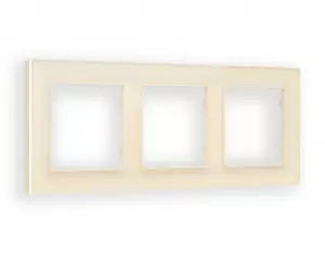 ЭЛМАКС - Рамка ALFA Platos (Бежевый Стекло закаленное натуральное) 3-ая AF380303 элмакс, электротехника, кабель, светотехника, elmax.pro