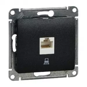 ЭЛМАКС - GLOSSA РОЗЕТКА компьютерная RJ45 кат.5E, АНТРАЦИТ элмакс, электротехника, кабель, светотехника, elmax.pro