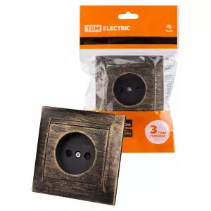 ЭЛМАКС - Розетка 2П 10А 250В с защ. шт. старинная бронза "Лама" TDM элмакс, электротехника, кабель, светотехника, elmax.pro