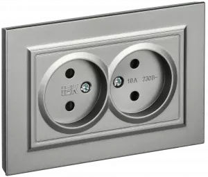 ЭЛМАКС - BRITE Роз. 2-я без з/к с з/ш 10А в сб. РСш12-2-БрС сталь IEK элмакс, электротехника, кабель, светотехника, elmax.pro