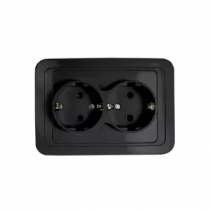 Розетка двойная с заземлением CLASSICO черная 2128B IN HOME