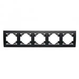 ЭЛМАКС - Рамка пятиместная горизонтальная, серия Эрна, PFR00-9005-03, черный элмакс, электротехника, кабель, светотехника, elmax.pro