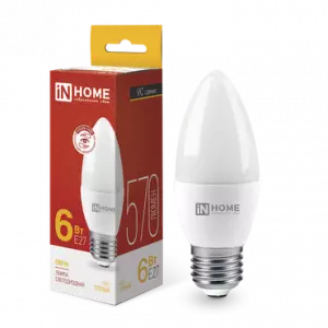 ЭЛМАКС - Лампа светодиодная LED-СВЕЧА-VC 6Вт 230В Е27 3000К 570Лм IN HOME элмакс, электротехника, кабель, светотехника, elmax.pro
