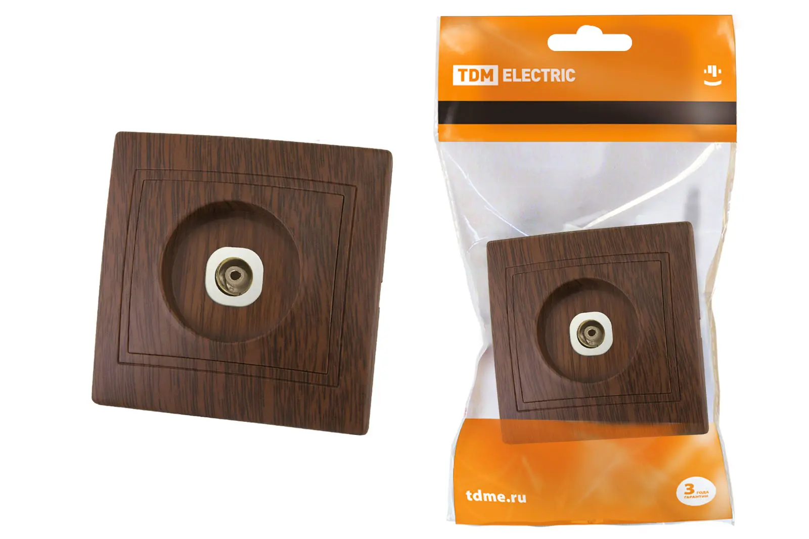 ЭЛМАКС - Розетка телевизионная простая (0-2400МГц, "мама") "ЭКО" (бук) "Таймыр" TDM элмакс, электротехника, кабель, светотехника, elmax.pro