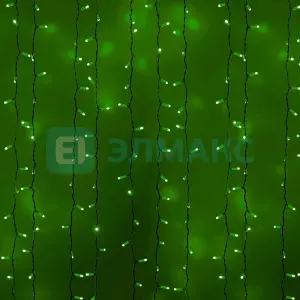 ЭЛМАКС - Гирлянда "Светодиодный Дождь" 2х1,5м, постоянное свечение, белый провод, 230 В, диоды ЗЕЛЁНЫЕ, 360 L элмакс, электротехника, кабель, светотехника, elmax.pro