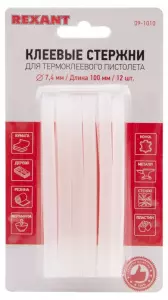ЭЛМАКС - Клеевые стержни REXANT, Ø7 мм, 100 мм, прозрачные, 12 шт. , блистер элмакс, электротехника, кабель, светотехника, elmax.pro