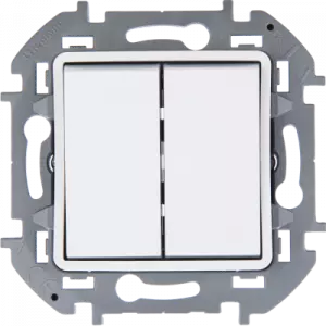 ЭЛМАКС - Legrand INSPIRIA Белый Переключатель двухклавишный с подсветкой 10 AX - 250 В элмакс, электротехника, кабель, светотехника, elmax.pro