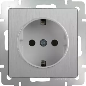 ЭЛМАКС - WL09-SKG-01-IP20 / Розетка с заземлением (cеребряный рифленый) элмакс, электротехника, кабель, светотехника, elmax.pro