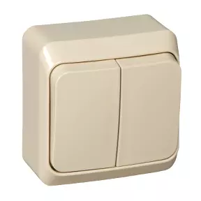 ЭЛМАКС - Выключатель 2-клавишный с подсветкой 10 АХ, КРЕМОВЫЙ ЭТЮД О/У элмакс, электротехника, кабель, светотехника, elmax.pro