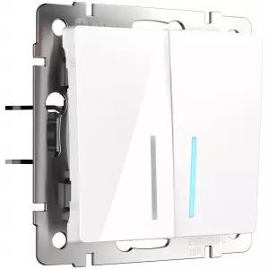 ЭЛМАКС - W1120101/ Выключатель двухклавишный с подсветкой (белый) элмакс, электротехника, кабель, светотехника, elmax.pro
