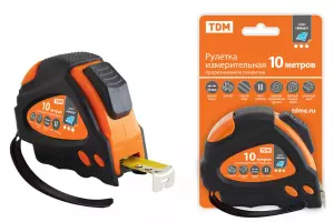 ЭЛМАКС - Рулетка 10 м х 25 мм, тройная фиксация, автостоп, обрезиненный корпус, магнит, "Алмаз" TDM элмакс, электротехника, кабель, светотехника, elmax.pro