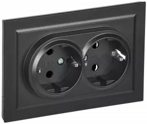 ЭЛМАКС - BRITE Роз. 2-я с з/к без з/ш 16А в сб. РС12-3-БрЧ черн. IEK элмакс, электротехника, кабель, светотехника, elmax.pro