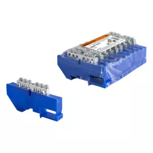 ЭЛМАКС - Шина "N" нулевая с изолятором на DIN-рейку 6x9мм стойка бол. 6 групп никелированная TDM элмакс, электротехника, кабель, светотехника, elmax.pro