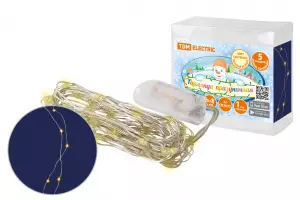 ЭЛМАКС - Гирлянда светодиодная "Роса50" 50LED, 5м, 3000К, 2хCR2032, TDM элмакс, электротехника, кабель, светотехника, elmax.pro