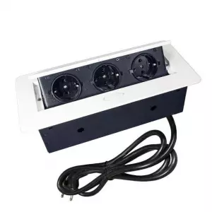 ЭЛМАКС - Встраиваемая выдвижная розетка TORO WHITE TW3 (белая, на 3 розетки) элмакс, электротехника, кабель, светотехника, elmax.pro