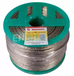 ЭЛМАКС - Трос стальной в ПВХ изоляции d=3.0 мм, катушка 200 метров REXANT элмакс, электротехника, кабель, светотехника, elmax.pro