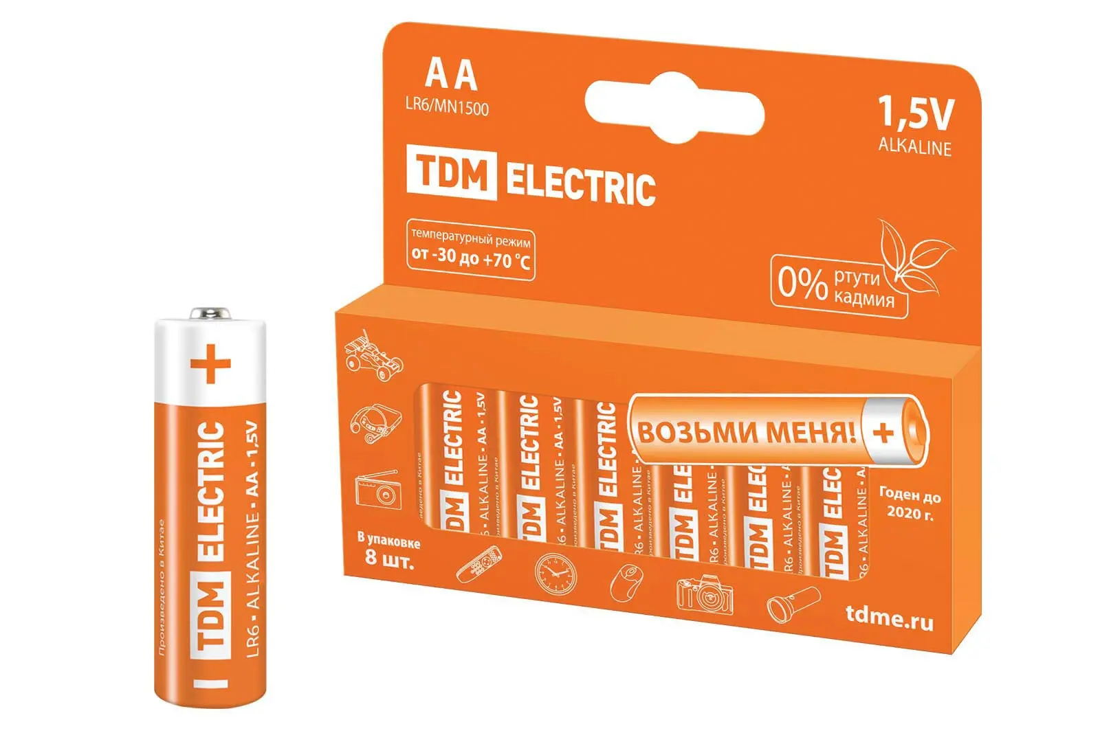 ЭЛМАКС - Элемент питания LR6 AA Alkaline 1,5V PAK-8 TDM элмакс, электротехника, кабель, светотехника, elmax.pro