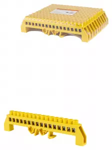 ЭЛМАКС - Шина "PE" "земля" в желтом изоляторе на DIN-рейку 8x12мм 16 групп TDM элмакс, электротехника, кабель, светотехника, elmax.pro