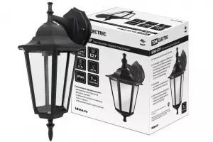 Светильник 6060-02Р садово-парковый шестигранник, 60 Вт, вниз, черный, в разборе, Ч/Б, TDM