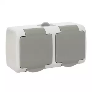 ЭЛМАКС - Мурманск Розетка 2-местная 16А с зазем. с кр. IP54 сер. с защ. штор. EKF элмакс, электротехника, кабель, светотехника, elmax.pro