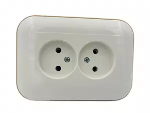 розетка 2 поста OVIVO Loft без заземления белый/крафт