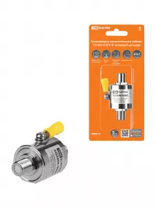 ЭЛМАКС - Грозозащита коакс кабеля TV/SAT/CATV, F-штекер/F-штекер, 75 Ом, DC-3 ГГц, газ, 100Вт, с зазем, TDM элмакс, электротехника, кабель, светотехника, elmax.pro