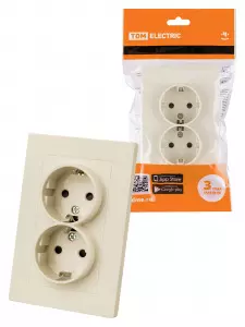 ЭЛМАКС - Розетка двойная 2П+З 16А 250В с защ. шт. сл. кость "Сенеж" TDM элмакс, электротехника, кабель, светотехника, elmax.pro