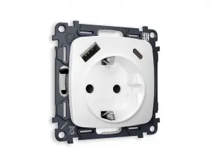 ЭЛМАКС - Комплект механизма электрической розетки OMEGA MO130010 Белый матовый 2USB A+C 20W 3000mA (быстрая з элмакс, электротехника, кабель, светотехника, elmax.pro