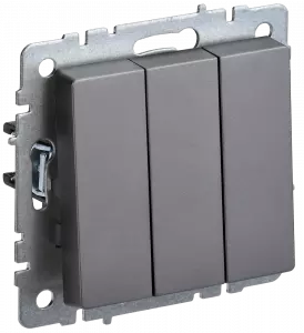 ЭЛМАКС - BRITE Выключ. 3-кл. 10А ВС10-3-0-БрС сталь IEK элмакс, электротехника, кабель, светотехника, elmax.pro