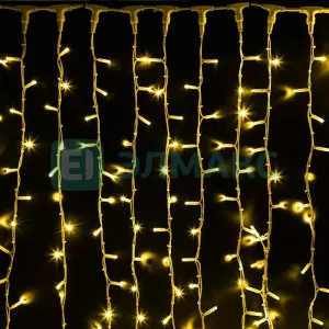 Гирлянда "Светодиодный Дождь" 2х3м, постоянное свечение, белый провод "КАУЧУК", 230 В, диоды ЖЁЛТЫЕ,
