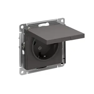 ЭЛМАКС - ATLASDESIGN РОЗЕТКА с заземл. со шторк. с крышкой, 16А, IP20, механизм, БАЗАЛЬТ элмакс, электротехника, кабель, светотехника, elmax.pro