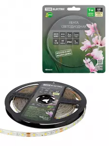 ЭЛМАКС - Лента светодиодная SMD2835-60 LED/м-IP65-12 В-4,8 Вт/м-3000 К (5 м) блистер TDM элмакс, электротехника, кабель, светотехника, elmax.pro