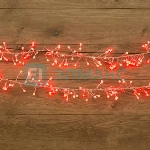 ЭЛМАКС - Гирлянда "Мишура LED" 3 м прозрачный ПВХ, 288 диодов, цвет красный элмакс, электротехника, кабель, светотехника, elmax.pro