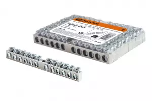 ЭЛМАКС - Шина "N" нулевая 6х9мм 12/1 (12 групп/крепеж по центру) никелированная TDM элмакс, электротехника, кабель, светотехника, elmax.pro