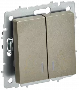 ЭЛМАКС - BRITE Выключ. 2-кл. с инд. отел. 10А ВС10-2-9-БрШ шамп. IEK элмакс, электротехника, кабель, светотехника, elmax.pro