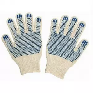 Перчатки трикотажные с ПВХ 3-х нитка 10 класс (синяя)