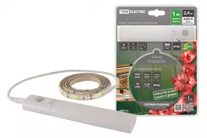 Умная подсветка SMD2835-30LED/m-IP20-5В-2,4Вт-6000К(1 м), датчик движ., 4хААА TDM