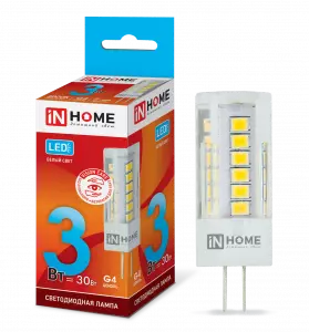 ЭЛМАКС - Лампа светодиодная LED-JC-VC 3Вт 12В G4 4000К 270Лм IN HOME элмакс, электротехника, кабель, светотехника, elmax.pro